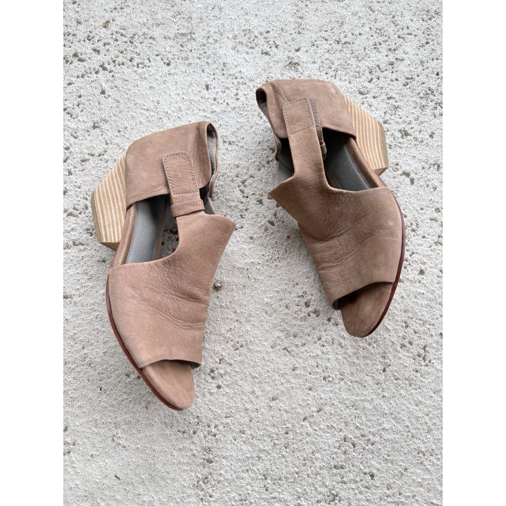 Eileen Fisher Leather Wedge Peep Toe Booties